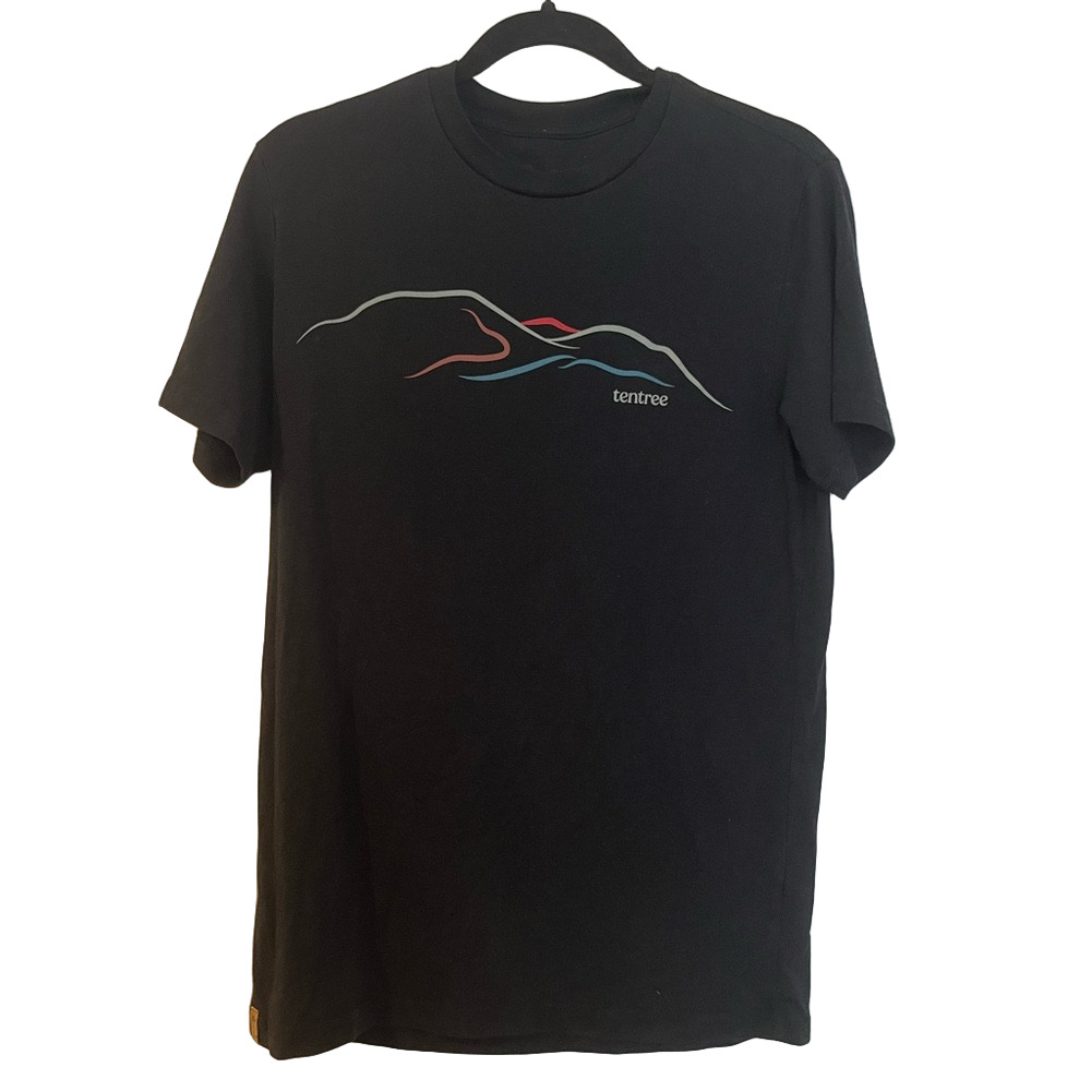 Tentree Black Graphic T-Shirt Landscape Causal Hiking Size: S/M